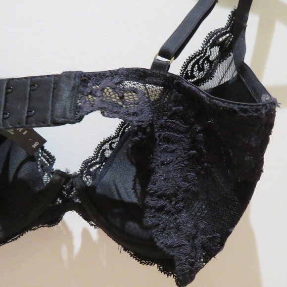 NATORI Feathers Plunge Lace T Shirt Bra in Black Mesh - Size 34D - Picture 8 of 11